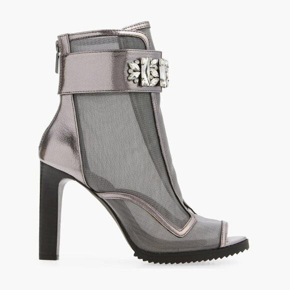 Karl Lagerfeld Paris Blayze Peep Toe Bootie Women Size 8.5 Silver/Grey New - Picture 10 of 12